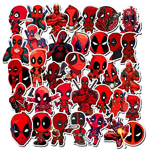 Qemsele Aufkleber für Kinder Kleinkinder, 100 Stück Kinderaufkleber Superheld Aufkleber Sticker für Erwachsene Mädchen Jungen Laptop-Skateboard-Gepäck-Aufkleber Graffiti-Patches-Aufkleber(Deadpool) von Qemsele