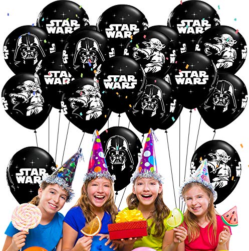 Qemsele Geburtstag Luftballons für Kinder, 50pcs Karikatur Konfetti Luftballons 12 Zoll Latex Ballons mit Bändern Geburtstag Party Dekoration Karneval, Kindergeburtstag (Star War) von Qemsele