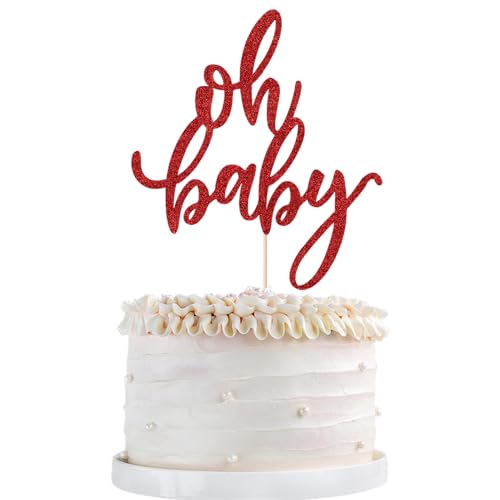 Golden Oh Baby Cake Topper, Baby Party Tortendeko, Baby Taufe oder New Baby Gender Reveal Party Kuchen Dekoration.(Rot) von Qertesl