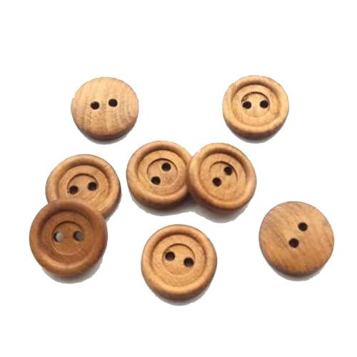 11,5mm/12,5mm/15mm/18mm runder Holzknopf mit zwei Löchern, Holzfarbe, 18mm-8Stk von Qgsaghty