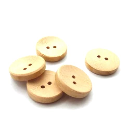 11,5mm/15mm/18mm/20mm/25mm Zwei-Loch-Holzknopf-Kleidungsdekoration, Holzfarbe, 20mm-6Stk von Qgsaghty