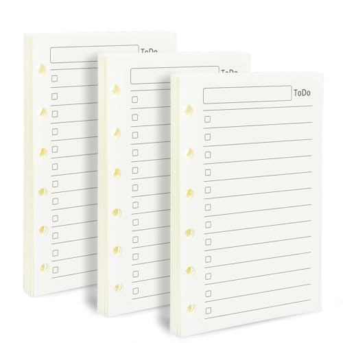 (Set mit 270 Blatt) A7 To Do Liste Nachfüllpapier, Mini Binder Nachfüllpackungen, 6-Loch Loseblatt Papier für A7 Budget Planner Journals Notebook von Qhcausuk