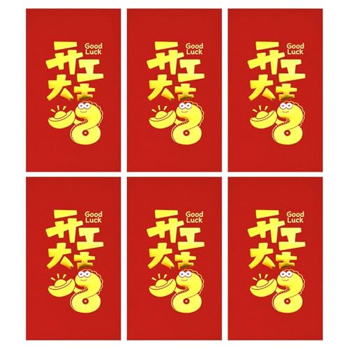 Lucky Money Envelopes, 6x Portable Red Envelopes for Chinese New Year, Lightweight Cash Money Envelopes, Chinese Red Packets for Health and Wealth, Elegant Red Packets for Special Occasions von Qhvynpo