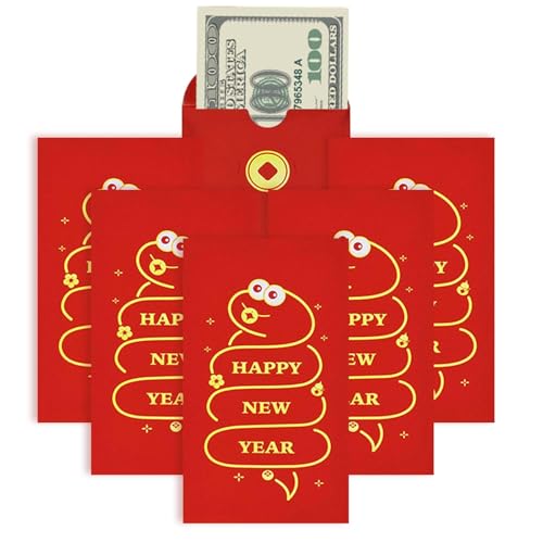 Lucky Money Envelopes, 6x Portable Red Envelopes for Chinese New Year, Lightweight Cash Money Envelopes, Chinese Red Packets for Health and Wealth, Elegant Red Packets for Special Occasions von Qhvynpo