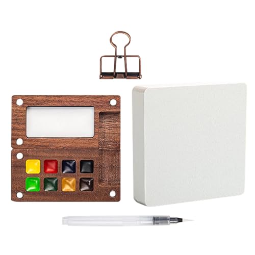 Premium Travel Paint Palette Kit – Compact Wooden Sketchbook Palette With Watercolor Paint Set, Outdoor Watercolor Paint Set, Portable and Lightweight for Outdoor Painting and Creative Adventures von Qhvynpo