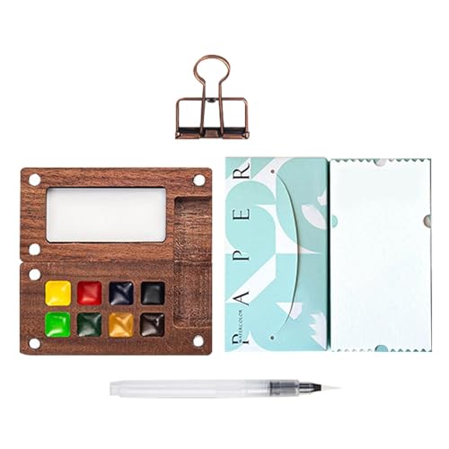 Premium Travel Paint Palette Kit – Compact Wooden Sketchbook Palette With Watercolor Paint Set, Outdoor Watercolor Paint Set, Portable and Lightweight for Outdoor Painting and Creative Adventures von Qhvynpo