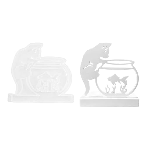 Qhvynpo Kerzenhalter-Harzformen Silikon,Kerzenhalter-Silikonharzform | Einzigartige Katze Klettern Aquarium Design Silikonform für,Silikonharzform, Epoxidharz-Gussformen, Silikonform für die von Qhvynpo