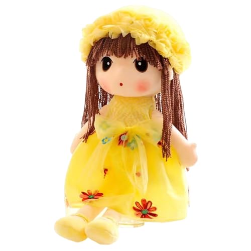 Qhvynpo Stuffed Plush Doll, Plush Doll Girl, Handmade Plush Stuffed Toy - Soft Cuddle Rag Doll with Hat and Skirt, Perfect for Kids and Babies Adorable Handmade Design for Unique Charm von Qhvynpo