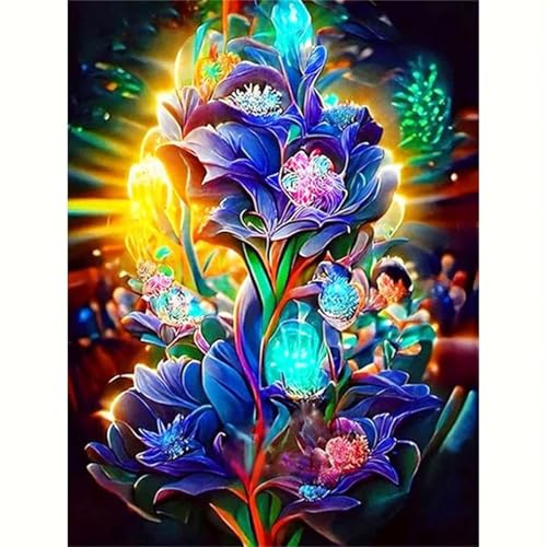 QiHon Diamond Painting Erwachsene, Abstrakte Blume 5D Diamant Painting Bilder DIY Round Full Drill Diamant Malerei Set für Wand Dekoration Geschenke 40x50 cm von QiHon