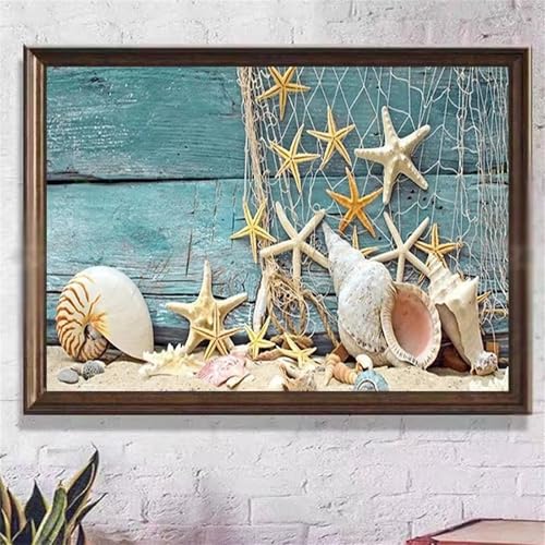 QiHon Diamond Painting Erwachsene, Conch Beach 5D Diamant Painting Bilder DIY Square Full Drill Diamant Malerei Set für Wand Dekoration Geschenke 100x130 cm von QiHon