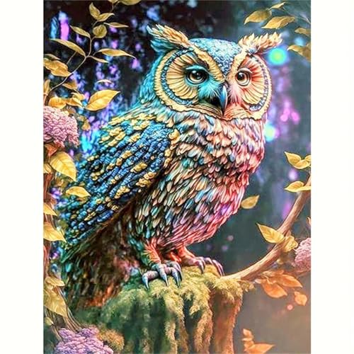 QiHon Diamond Painting Erwachsene, Tierische Eule 5D Diamant Painting Bilder DIY Square Full Drill Diamant Malerei Set für Wand Dekoration Geschenke 70x90 cm von QiHon