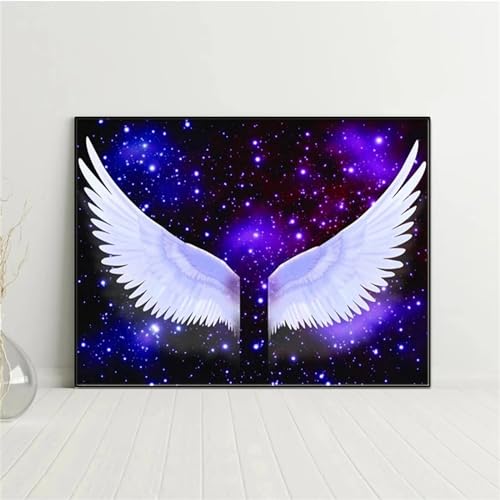 QiHon Diamond Painting Set für Erwachsene DIY 5D Diamant Painting Bilder Engel Mit Weißen Flügeln Malen nach Zahlen Diamant Malerei Set für Anfänger Kinder für Home Wall Decor 60x80cm von QiHon