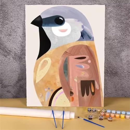 QiHon Malen Nach Zahlen Erwachsene Tier Vogel, Karikatur Malen Nach Zahlen für Anfänger, mit Pinsels und Acrylfarbe Als Geschenke und Heimdekoration, Ohne Rahmen 60x75cm von QiHon