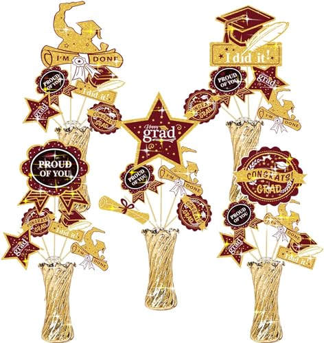 Graduation Party Decorations Maroon Gold 2022 Table Centerpieces-24Pcs Burgundy Gold Black Graduation Sticks Class of 2022 Table Topper Graduation Party Supplies Home Classroom Graduation Decorations von Qian's Party