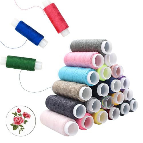 24 Rollen Nähgarn,Sewing Thread,Nähgarn Set,Nähmaschinengarn,Nähgarn für Nähmaschine,Faden Nähmaschine,Garn Nähmaschine,aus Polyester,für Das Tägliche Nähen,Sticken von QianFenShi