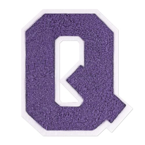 QianSiLi Chenille-Bügelflicken für Kleidung, Varsity-Buchstaben, bestickter Aufnäher, Buchstaben zum Aufbügeln für Kleidung, Jacke/Hoodie/Varsity (11,4 cm, Violett, Q) von QianSiLi