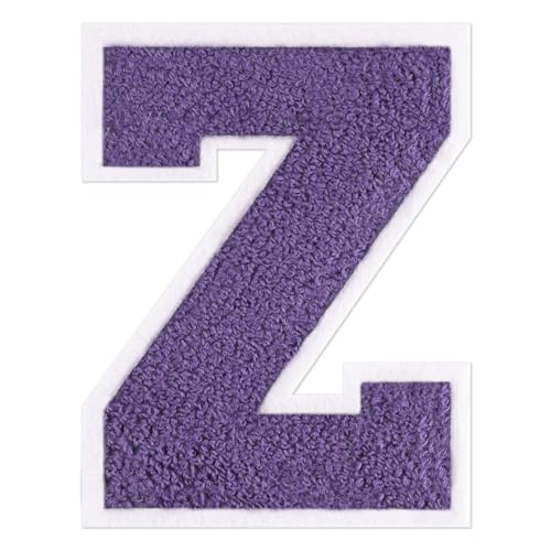 QianSiLi Chenille-Bügelflicken für Kleidung, Varsity-Buchstaben, bestickter Aufnäher, Buchstaben zum Aufbügeln für Kleidung, Jacke/Hoodie/Varsity (11,4 cm, Violett, Z) von QianSiLi