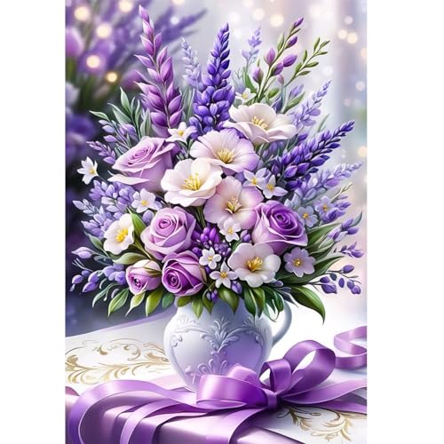 Qianbaiuk Diamond Painting Blumen-Diamond Painting Erwachsene,Diamant painting Erwachsene für Geschenk und Home Wand Dekoratione 12x16inch von Qianbaiuk