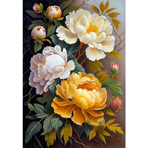 Qianbaiuk Diamond Painting Erwachsene-Diamond Painting Blumen,Erwachsene Diamant Painting Blumen für Geschenk und Home Wand Dekoratione 12x16inch von Qianbaiuk