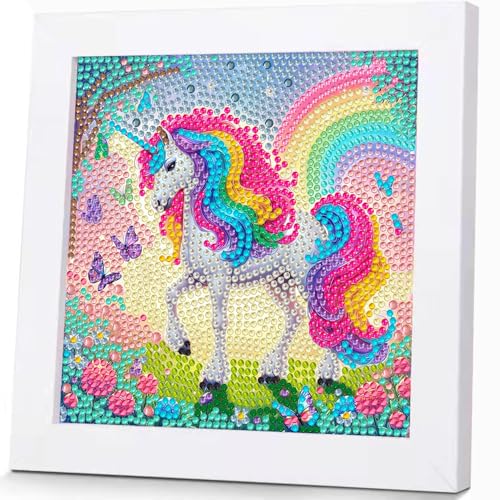 Qianbaiuk Diamond Painting Kinder mit Holzrahmen-Diamond Painting Kinder Tiere Diamond Painting Kinder DIY Mosaikherstellung Basteln Mädchen Junge Geschenk und Home Wand Dekor (7x7 Zoll) von Qianbaiuk