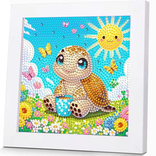 Qianbaiuk Diamond Painting Kinder mit Holzrahmen-Diamond Painting Kinder Tiere Diamond Painting Kinder DIY Mosaikherstellung Basteln Mädchen Junge Geschenk und Home Wand Dekor (7x7 Zoll) von Qianbaiuk