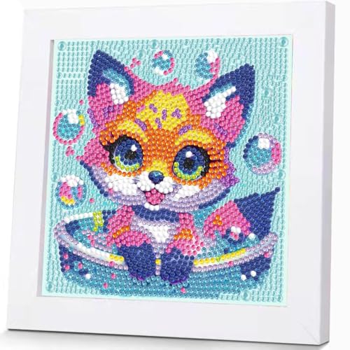 Qianbaiuk Diamond Painting Kinder mit Holzrahmen-Diamond Painting Kinder Tiere Diamond Painting Kinder DIY Mosaikherstellung Basteln Mädchen Junge Geschenk und Home Wand Dekor (7x7 Zoll) von Qianbaiuk