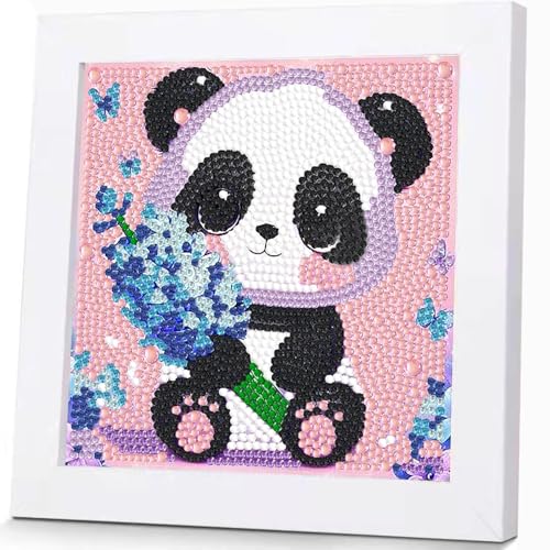 Qianbaiuk Diamond Painting Kinder mit Holzrahmen-Diamond Painting Kinder Tiere Diamond Painting Kinder DIY Mosaikherstellung Basteln Mädchen Junge Geschenk und Home Wand Dekor (7x7 Zoll) von Qianbaiuk