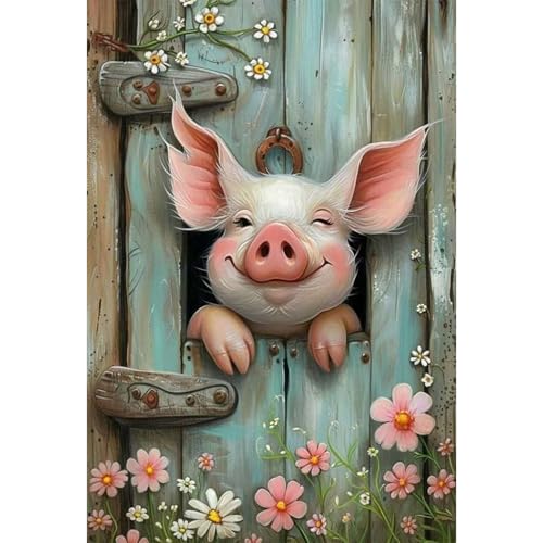 Qianbaiuk Diamond Painting Schwein-Diamond Painting Erwachsene,Diamant painting Erwachsene für Geschenk und Home Wand Dekoratione 12x16inch von Qianbaiuk