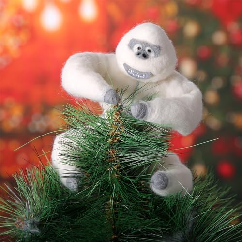 Abominable Schneemann-Baumspitze, handgefertigte Nadelfilz-Weihnachtsbaumspitze, lustige Neuheit Schneemonster-Ornamente für Weihnachten, Urlaub, Zuhause, Party-Dekorationen (Stil D, Einheitsgröße) von Qianderer