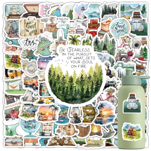 100 Stück Koffer Sticker,Sticker Urlaub,Aufkleber Set,für Stickers Aesthetic Erwachsene,Reise Urlaub Coole,Reisen Sommer Travel,Wasserfeste Camping Laptop,Scrapbook Skateboard,Wasserfest Adults Auto von Qianfeng