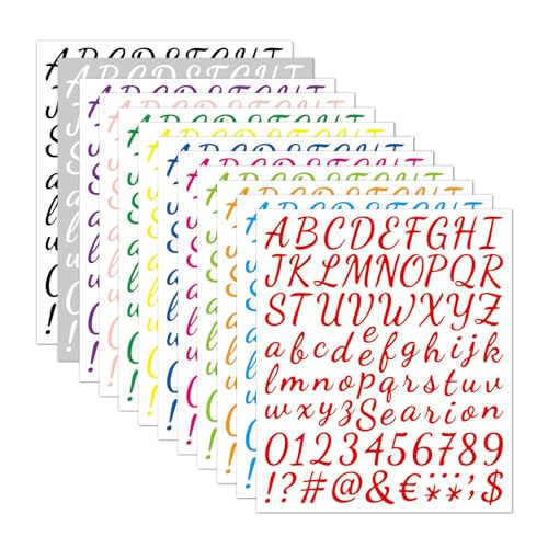 12 Blätter Buchstaben Aufkleber,Buchstaben Sticker,Klebebuchstaben,Bunte Alphabet Nummern Sticker Selbstklebend,Selbstklebende Zum Aufkleben,Wasserdicht Stickers Buchstabe,Buchstabenaufkleber von Qianfeng