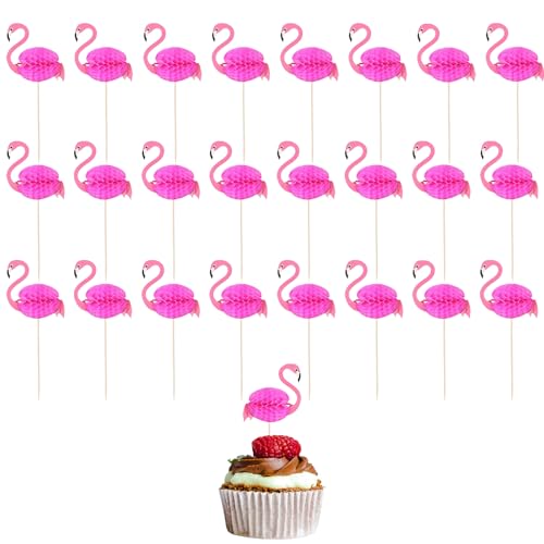 24 Stück Cake Topper Geburtstag,Flamingo Deko,Tortendeko Party Kinder,Kuchendeko Muffin Cupcake,Kuchen Torte Decoration,Decorations Dschungel,FüR Geburtstags Torten Set von Qianfeng