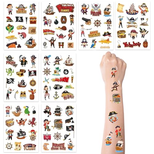 40 Stück Piraten Sticker,Piraten Tattoo Kinder,Aufkleber Pirat für Tattoos,Geschenke für Geschenktüten,Kindergeburtstag Mädchen Piraten-Partygeschenke,Piratenaufkleber Pirates Set von Qianfeng