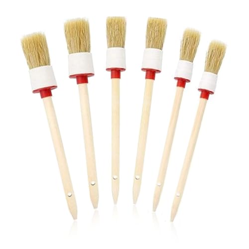 6 Stück Rundpinsel,Pinsel Borstenpinsel Set,Naturholz Rund Naturborsten,Professionelles Runde 20/25/30mm Brush,Lasurpinsel,Leimpinsel Pinselset Professionelle,Für Lack-Auto-ReinigungsbüRste von Qianfeng