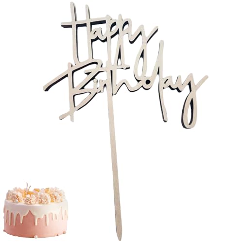 Happy Birthday Tortendeko,Cake Topper Geburtstag,Deko Holz Torte Toppers,Tortenstecker,Geburtstagstorte,Kuchen Kuchendekoration,Zum Decoration FüR Kinder Torten,Dekoration Happybirthday Tortenaufsatz von Qianfeng