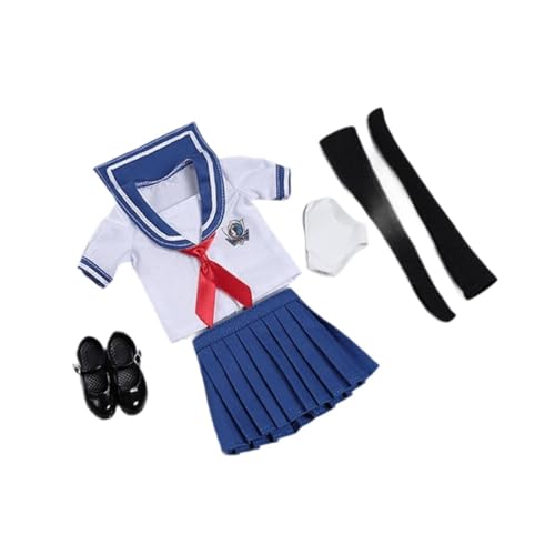 Qianly 1/6 Maßstab Damen Schuluniform Outfit Kurzarm Set Cosplay Damen Kleidung Rock für 12'' weibliche Puppen Figur Ankleiden, BLAU von Qianly