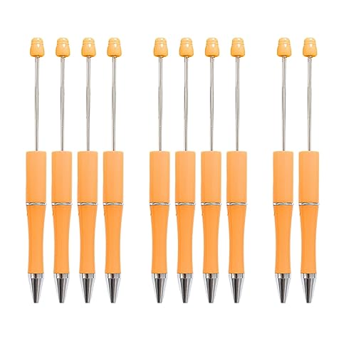 Qianly 10Pcs Schwarz Tinte Rollerball Stift DIY Schwarz Tinte Stifte Perlen Stifte Perle Kugelschreiber, Orange von Qianly