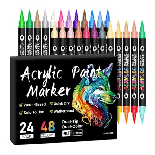 Qianly 24x Acrylfarbe Marker Farbige Acryl Stifte für Metall DIY Handwerk von Qianly