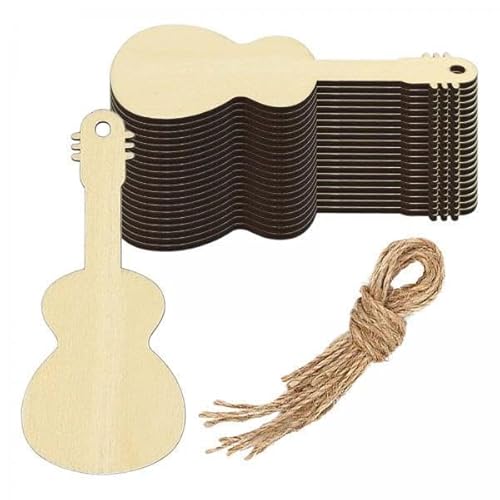 Qianly 2x 30 Stück Holzgitarrenausschnitte, Unbehandelte Holzgitarrenausschnitte, Holzscheiben für Heimwerkerarbeiten von Qianly