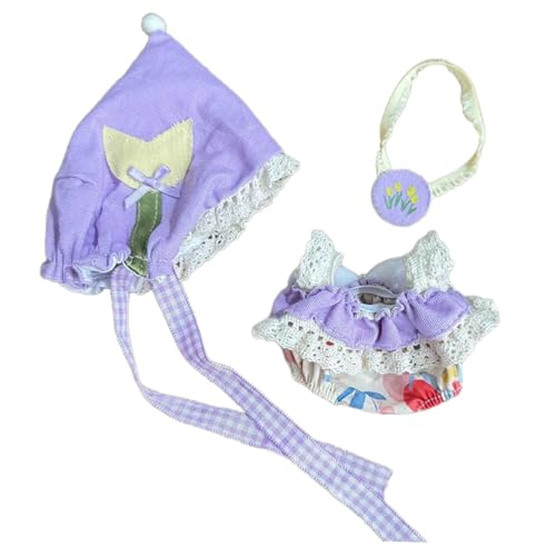Qianly 3 Teiliges Zauberwald Kostüm für Modepuppen mit Accessoires, Handgefertigte Kleidung für 15 cm Große Puppen, Fantasiegeschenke, violett von Qianly