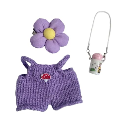 Qianly 3er Set Hosenträgerhosen für Puppen mit Haarnadel Outfits, Kleidung für 15–17 cm Große Puppen, Geschenke zu Besonderen Anlässen von Qianly