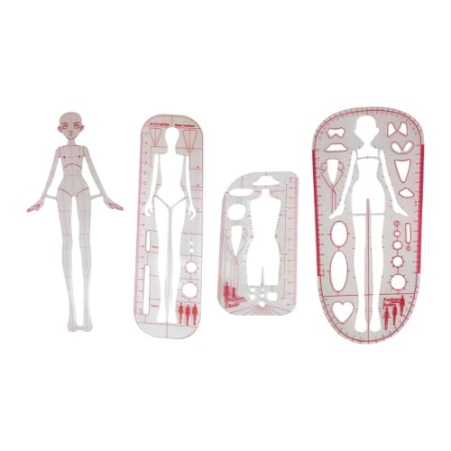 Qianly 4 Teiliges Lineal Set mit Mode Zeichenvorlagen Und 4 Modellen, Mustern, Messlineal Qianly 4 Teiliges Lineal Set mit Mode Zeichenvorlagen Und 4 Modellen, Mustern, Messlineal von Qianly