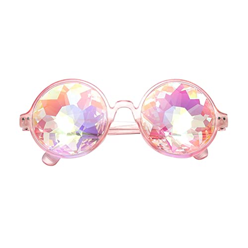 Qianly Kaleidoskop Sonnenbrille für Musikfestivals Und Kostümpartys, ROSA von Qianly