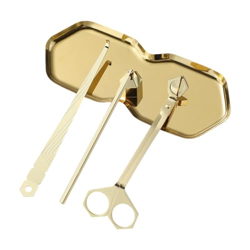 Qianly Kerzenwerkzeug Set, Kerzenzubehör Set, Kerzendocht Trimmer Set für Geburtstag, Gold von Qianly