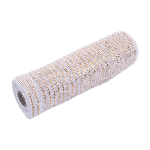 Qianly Poly Mesh Band, Dekorative Mesh Rolle, Metallic Goldfolienrolle, 9,1 M, Zum Nähen von Besätzen von Qianly