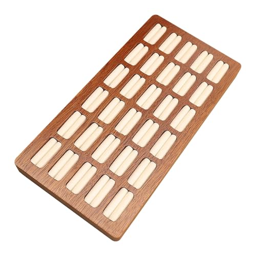 Qianly Schmuck Organizer Aus Holz, 30 Fächer für Ringe Und Ohrringe, Aufbewahrungstablett für Kommode, Sapele Beige von Qianly