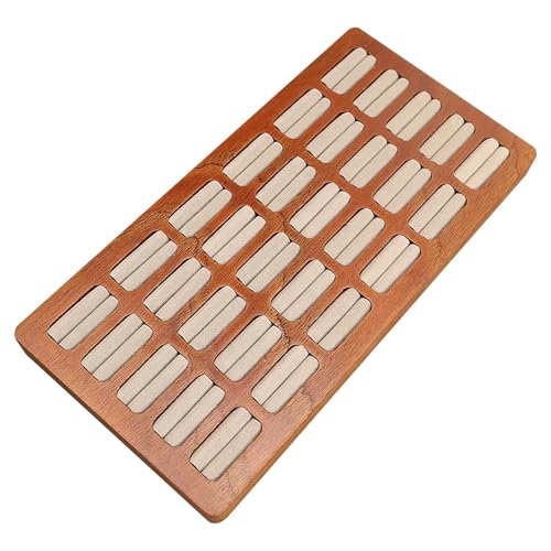 Qianly Schmuck Organizer Aus Holz, 30 Fächer für Ringe Und Ohrringe, Aufbewahrungstablett für Kommode, Sapele Grau von Qianly