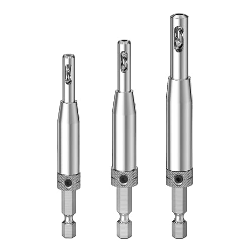 3Pcs Selbstzentrierende Bohrer Upgrade Scharnier Bohrer Bit Set Hochgeschwindigkeitsstahl Schaft Scharnier Bohrer Bit Führungsset Selbstzentrierende Scharnier Bohrer Bit Set (5/64" 7/64" 9/64" 11/64") von Qianxihu