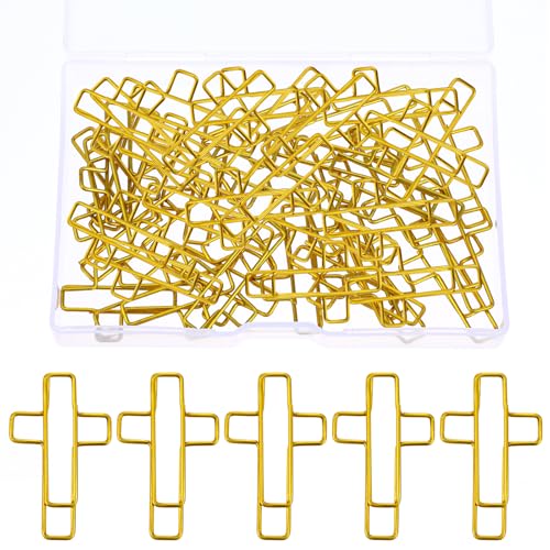 50 Stück Mehrzweck Niedliche Büroklammern Gold Büroklammern Metall Kreuzförmige Büroklammern Mini Binder Clips für Aktenklammer Büro Klassenzimmer Buch Poster Papier von Qianyu