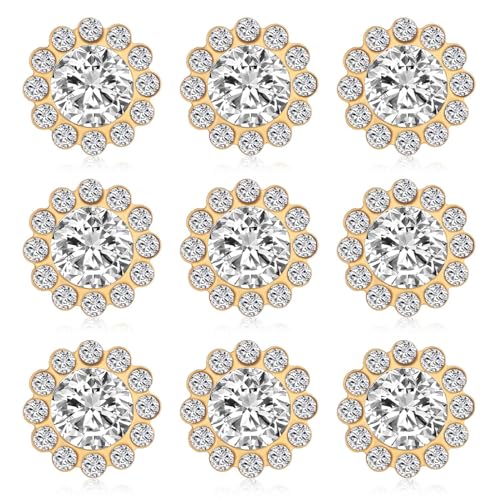 Qianyu 100 Stück 12 mm Glitzer Strass Knöpfe Sonnenblume Nähen auf Kleidung Knöpfe Vintage Blumen Gänseblümchen Ersatzschnalle für Frauen DIY Schmuck Handwerk Nähen Lederhandwerk Stoffdekoration von Qianyu